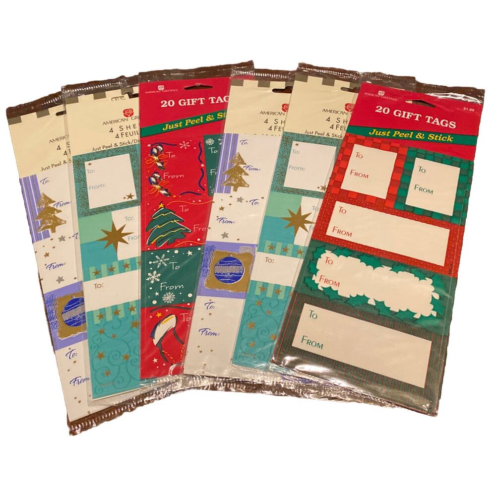 Gift Tag Assortment‎ (120) 90’s Peel & Stick Holiday VTG American Greetings